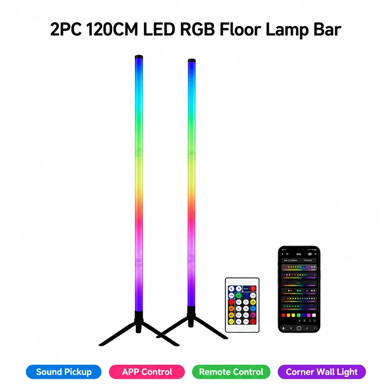 2PCS 120CM RGB Floor Lamp, Sou - огляд і ціна Rgb Light Strip