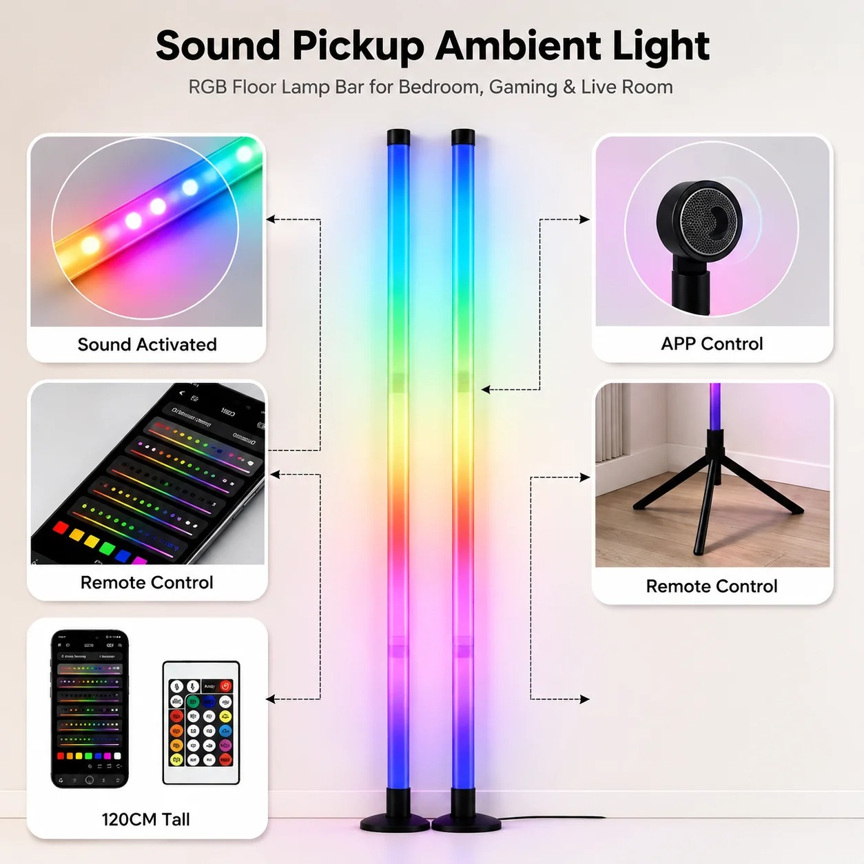 2PCS 120CM RGB Floor Lamp, Sou - огляд і ціна Rgb Light Strip