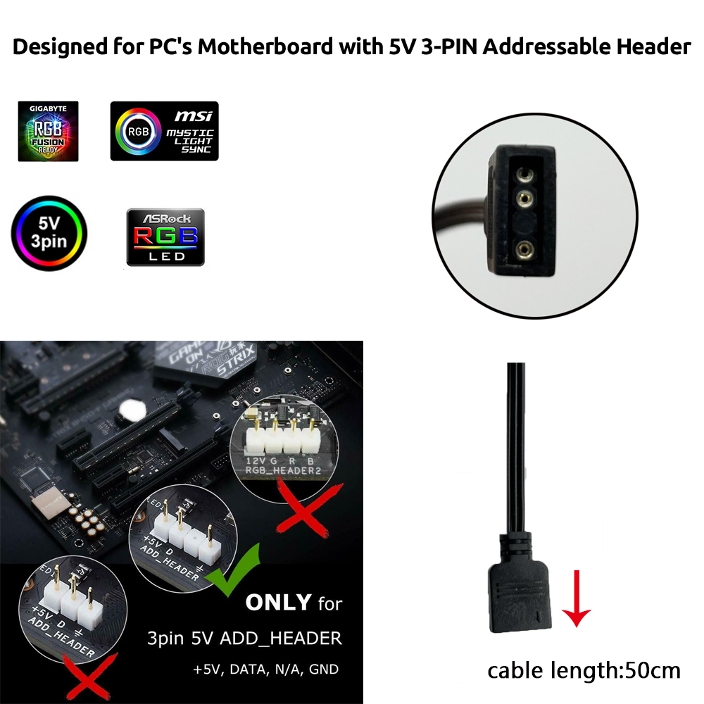 5V ARGB 3Pin Header for Asus A - огляд і ціна Rgb Light Strip